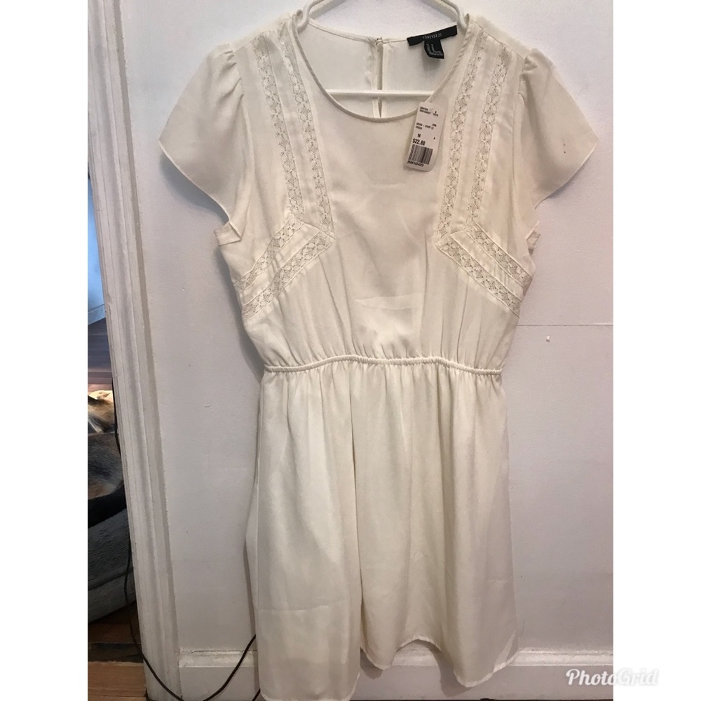 Forever21 white silk dress NEW